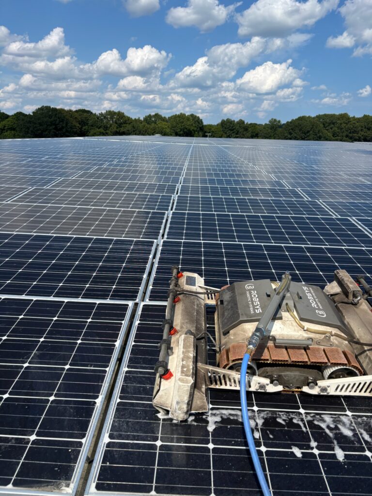 Cleaning a large solar panel system in Boston, MA